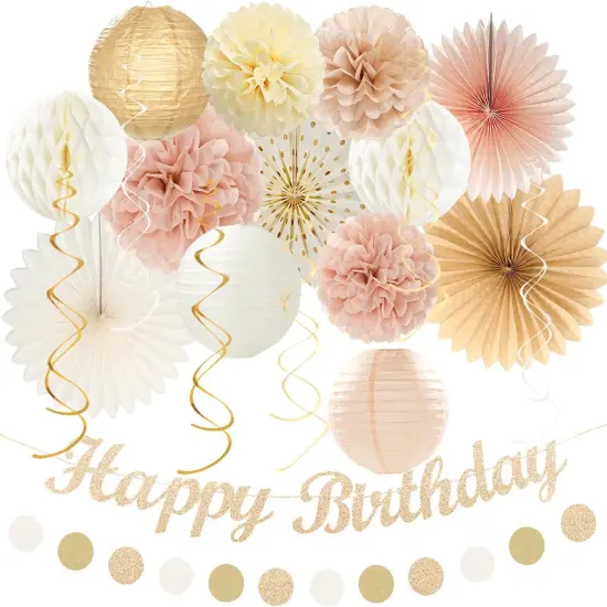 21pcs -Champagne-Gold Beige Fall Boho Birthday Party-Decorations {1}