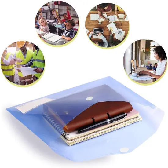 10 Pack Plastic File Folders with Label Pockets Envelopes {5}