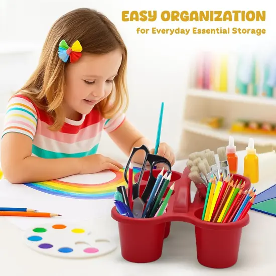 4E's Novelty 4 Pack Pencil Caddy for Classroom, Vibrant Classroom Caddy, Durable Table Drink Holder for School, Useful and Sturdy Schools Desk Bin, Colourful Supply Caddies for School for Various Use {2}