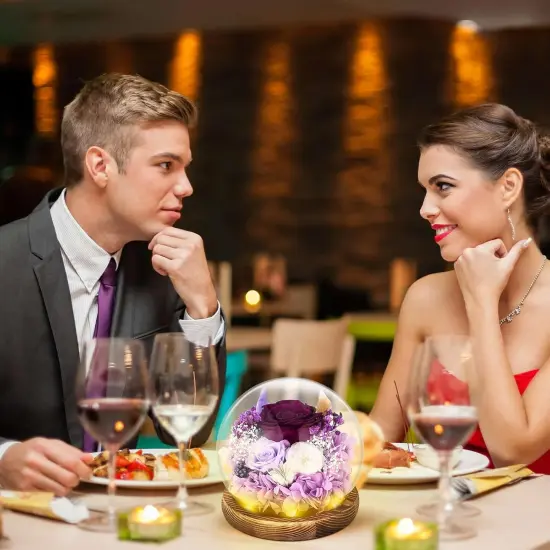 Preserved Real Rose Forever Flowers in Glass Dome {4}