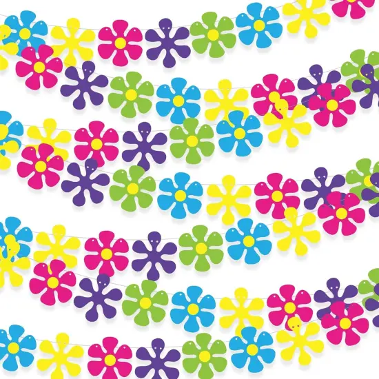 5 Pack Flower Paper Garland Kit Decorations 60's Hippie Party Banners {1}
