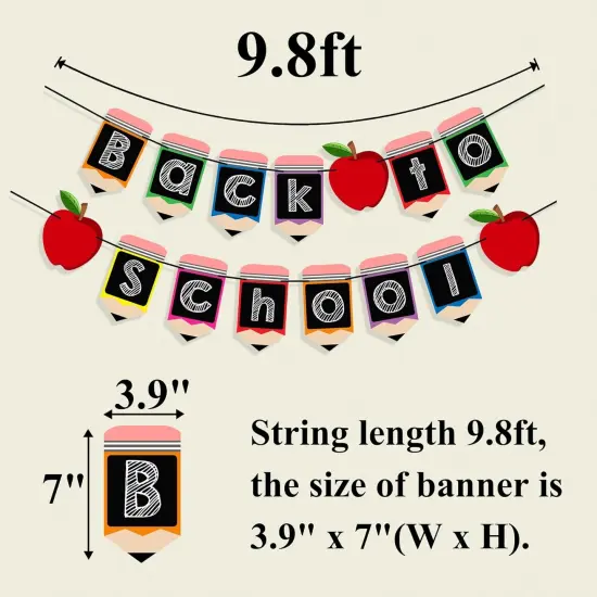 2 PCS Back to School Pencil Banner Welcome Back to School Decorations {2}