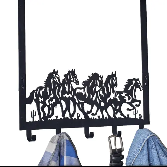 Collections Etc Horses Over-the-Door Metal Hanger with 5 Hooks {2}