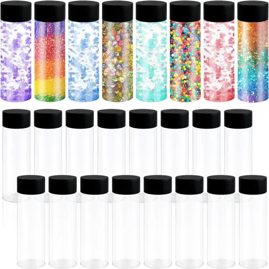 24 Pcs Sensory Bottles with Lids, 10 oz/ 300 ml Leakproof Clear Plastic Water Bottles {1}