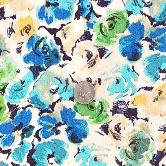 1 Yard Turquoise Rayon Crinkle Crepon Fabric 50/52" Lightweight Apparel Fabric {1}