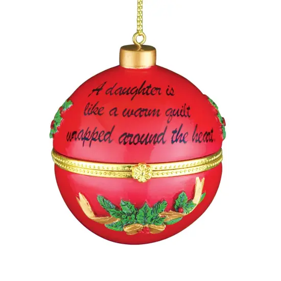 Collections Etc Holiday Sentiment Trinket Ornaments with Heartwarming Quote and Gold Hanger - Compartment Inside for Small Gift {2}