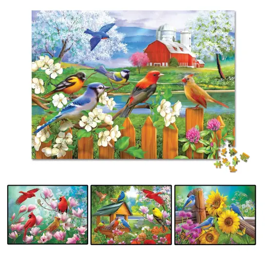 Collections Etc 4-in1 Colorful Songbirds Puzzles - Set of 4 {2}