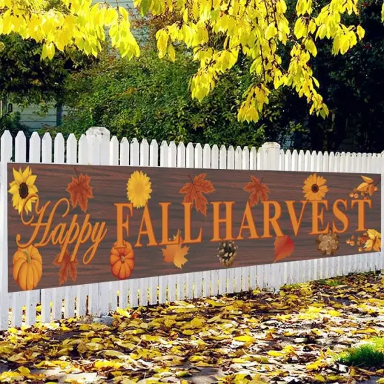 98" x 19" Large Happy Fall Harvest Banner {5}