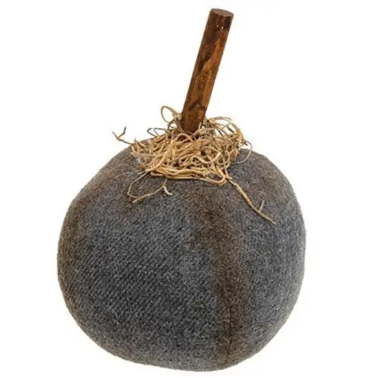 5 Inch Decorative Fabric Pumpkin with Moss and Wooden Stem Fall Harvest Accent for Tabletop Natural {3}