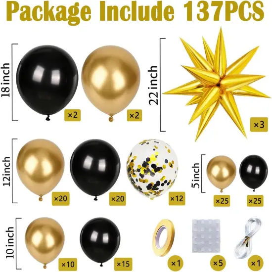 Black and Gold Balloons Garland Arch Kit {2}