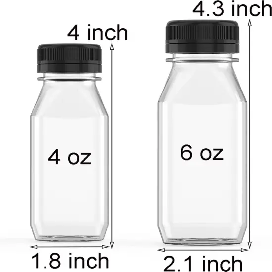 6 Pcs 4 oz Plastic Juice Bottle Reusable Bulk Beverage Containers {2}