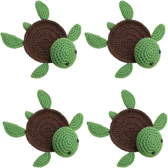Handmade Crochet Coasters - Turtle-4 PCS {1}