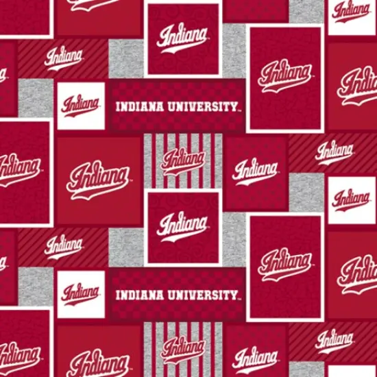 Licensed NCAA Indiana University Block Fleece IND-1177 Fabric by the Yard {1}