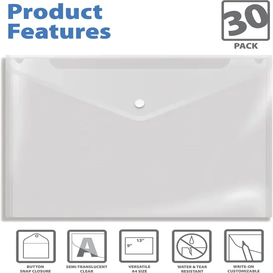 Products Clear Reusable Plastic Envelopes with Snap Closure {3}