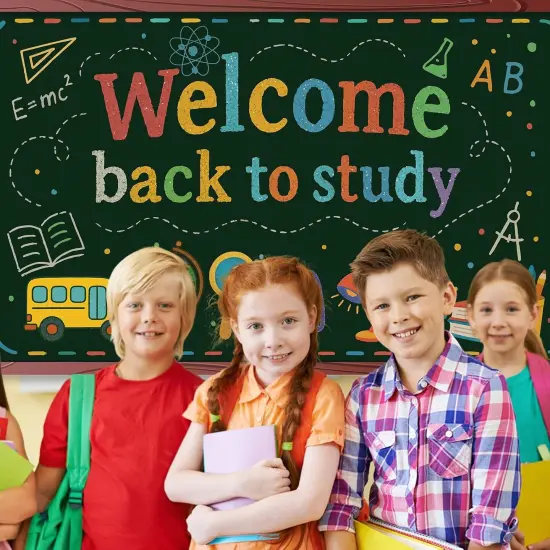 71x43in Welcome Back to Study Banner with Wire Photo Props {5}