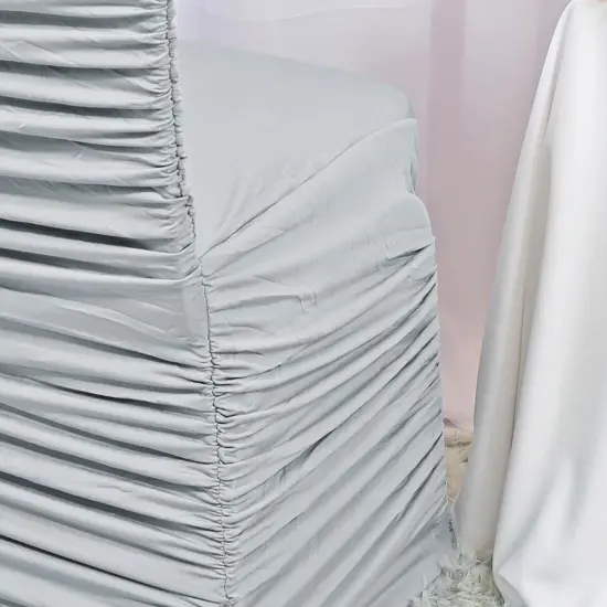 1 Piece Silver Rouge Spandex Chair Cover, Ruffled Stretch Fit for Banquet Seating {5}