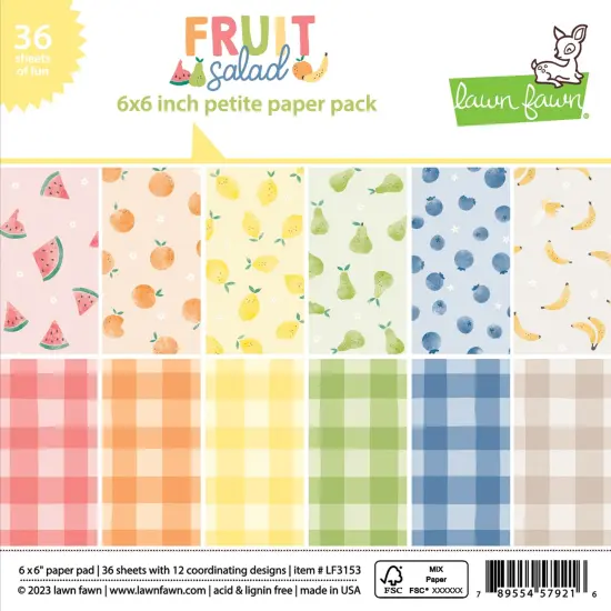 Lawn Fawn Single-Sided Petite Paper Pack 6"X6" 36/Pkg-Fruit Salad {1}