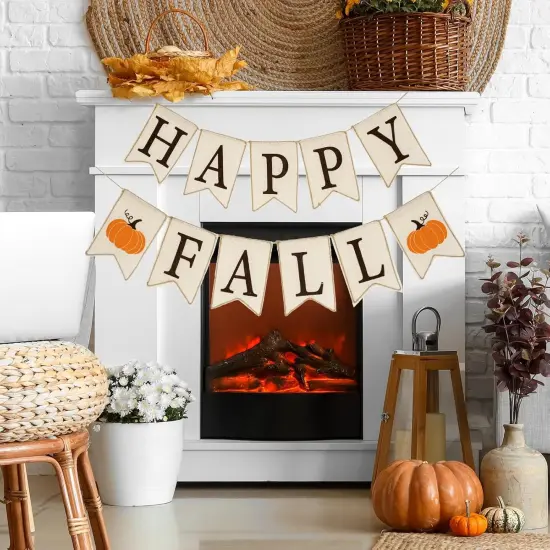 2Pcs Happy Fall Burlap Banner {2}