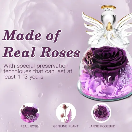 Purple Angel Rose Preserved Roses in Glass {2}