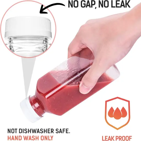 6pcs 12oz Plastic Juice Bottles with Caps, Clear Drink Containers with Lids for Juicing {2}