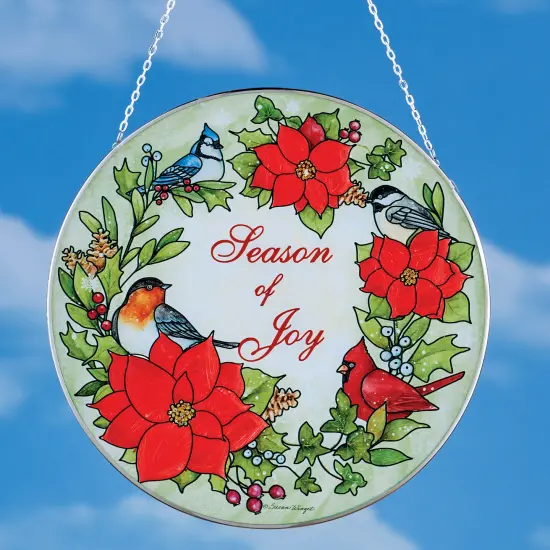 Collections Etc Season of Joy Poinsettia Hanging Suncatcher {1}