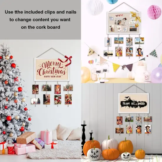 2Pack Cork Bulletin Boards, 16 "x11 White Linen Cork Boards for Walls with White Frame {3}