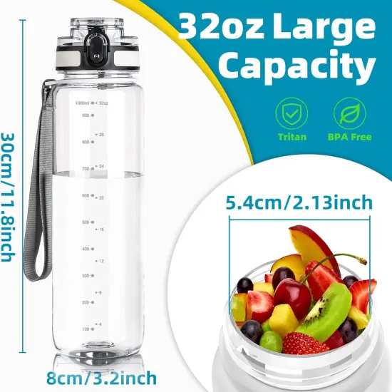 32 oz Water Bottle, Motivational Water Bottle with Time Marker {5}