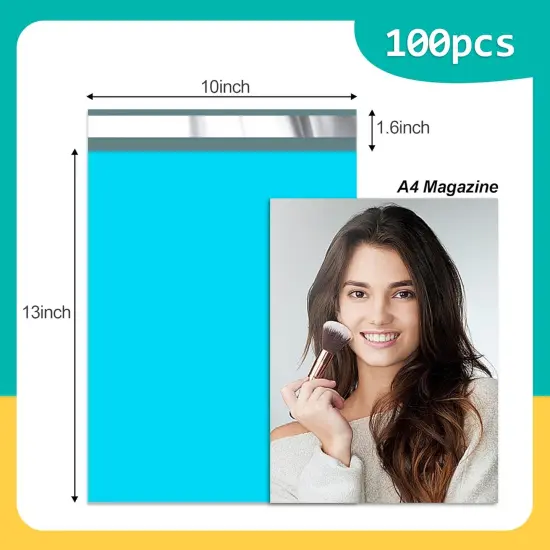 10x13 inch 100 Pcs, Blue Plastic Mailing Envelopes with 2.4mil Thickness {2}