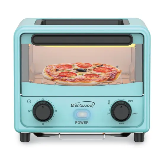 Collections Etc Blue Mini Toaster Oven with Removable Non-Stick Griddle {4}