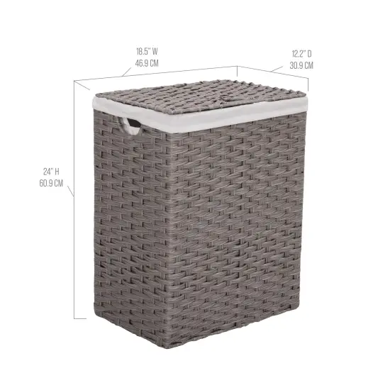 Seville Classics Handwoven Lidded Laundry Hamper Grey {5}
