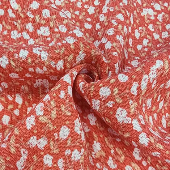 Coral Rayon Crinkle Crepon 1 Yard Fabric 50/52" Lightweight Textured Apparel {3}