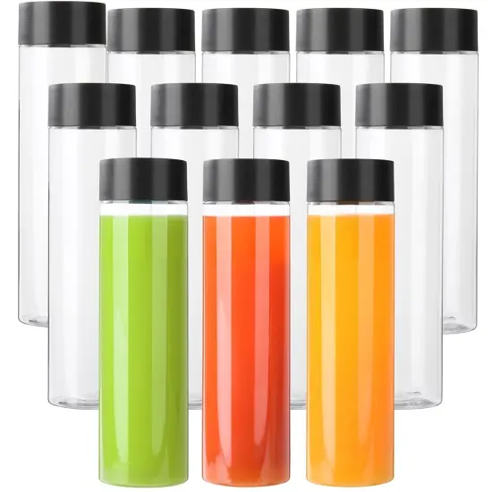 12 Pack 13.6 OZ (400 ml) Clear PET Plastic Juice Bottles {1}