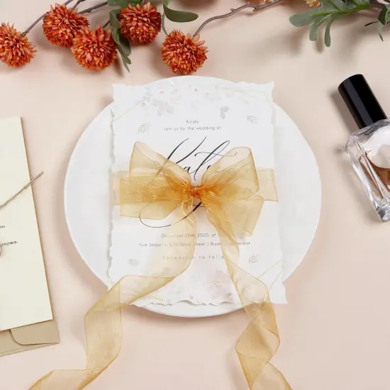 Gold Sheer Organza Ribbon - 3/8 Inch, 50 Yards {3}