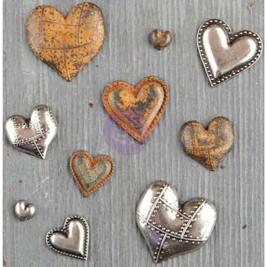 Finnabair Mechanicals Metal Embellishments-Tin Hearts 10/Pkg {3}