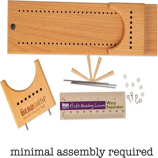 The Beadsmith Little Ricky Beading Loom, Two-Warp Loom, 9.25" L x 2.5" W x 2.875" H, Wooden, Illustrated Instructions Included, Easy Assembly, Use to Create Necklace and Bracelet Designs {3}