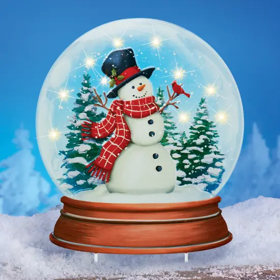 Collections Etc Solar Powered Festive Snowman Snow Globe Stake Decoration {1}