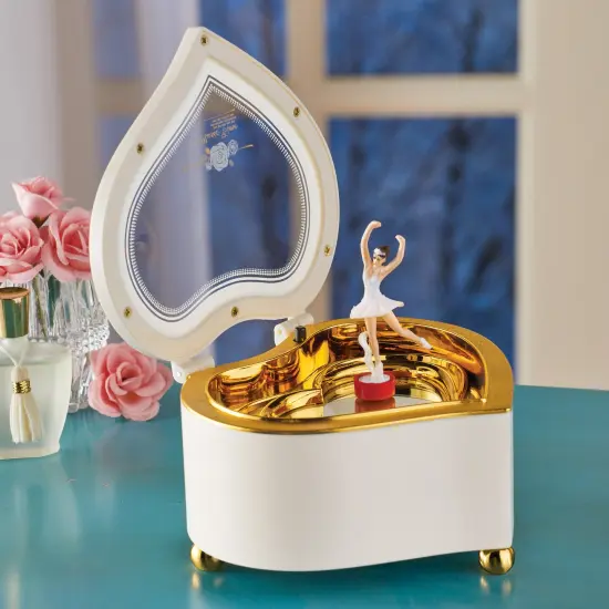 Collections Etc Ballerina Heart Music Box with Storage {1}