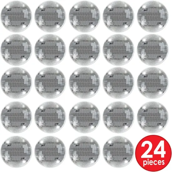 24 Piece 70's Theme Party Decorations Disco Ball Drink Coasters {2}