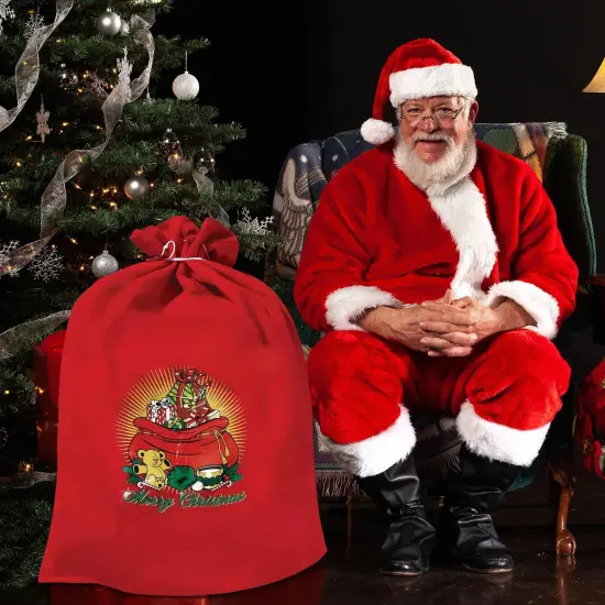 Santa Claus 22 x 32 inch Red Felt Toy Sack| Santa Bag For Christmas Gifts {4}