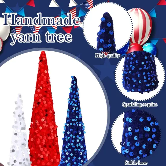 6 Pcs Cone Trees Red White Blue for 4th of July Decorations Tabletop Decorations {3}