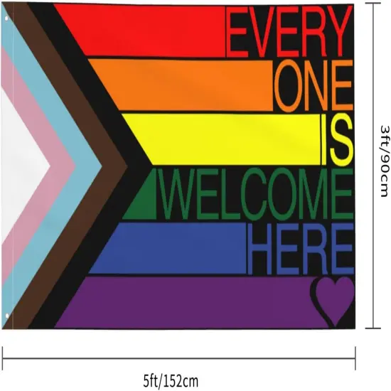Progress Pride Flag 3x5 Foot LGBTQ Rainbow Lesbian Gay Bisexual Trans Flags with Brass Grommets for Outside Yard Outdoor Lawn {3}