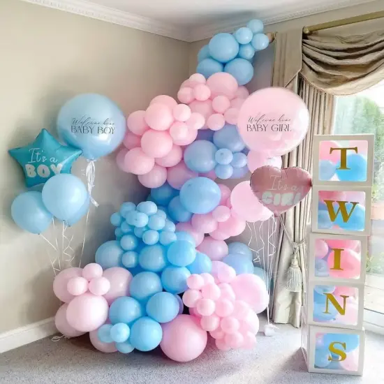 Pink and Blue Balloons,12 Inch Metallic Blue and Pink Balloons,57Pcs Gender Reveal Balloon for Baby Shower,Birthday,Weddind,Princess Theme Party Decorations {4}