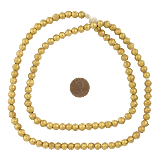 The Bead Chest 6mm Round Brass Beads - Full Strand of African Metal Spacer Beads {2}