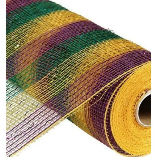 10" Poly Deco Mesh Ribbon: Deluxe Mardi Gras Stripe (10 Yards) {3}