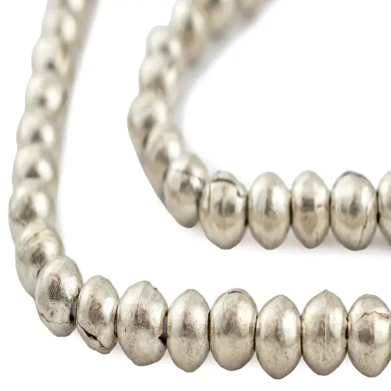 The Bead Chest 8mm Round Silver Beads - Full Strand of African Metal Spacer Beads {1}