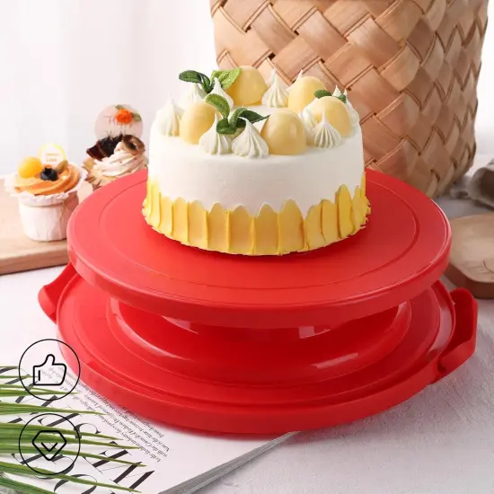 Cake Carrier with Lid and Handle, 12x6 Inch Red Cake Holder Cupcake Container for 11 Cupcakes 2 in 1 Portable Dessert Container for Cake Pie Muffin Cobbler {4}