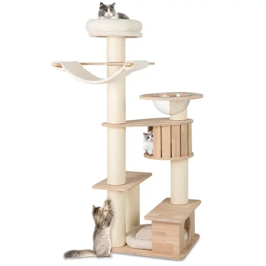 69 Inches Tall Cat Tree with Cozy Top Perch and Washable Plush Cushions {1}