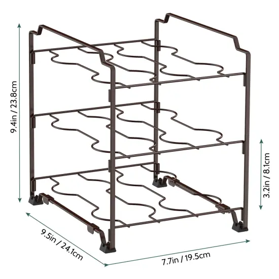 Upgraded Kitchen Wrap Organizer Rack - Non-Slip, Stackable Foil & Plastic Wrap Storage for Cabinets/Countertops - Space-Saving Design (7.7"L x 9.5"W x 9.4"H) Brown {2}
