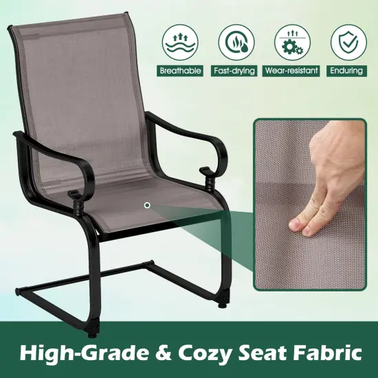 Set of 2 Patio Chairs with Ergonomic High Backrest and Sled Legs Suitable for Outdoor Seating Gray {6}