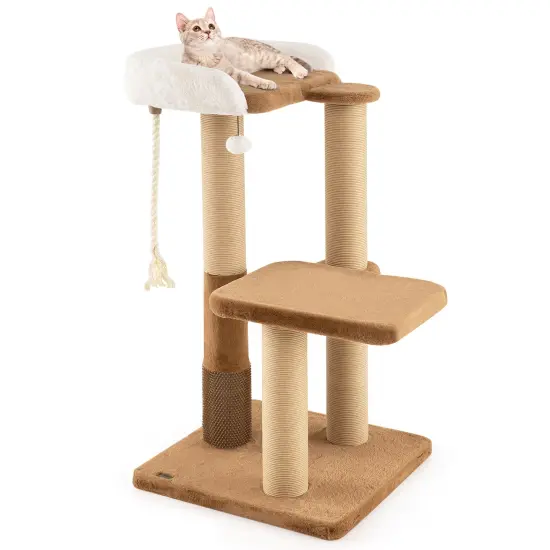 44 inches Modern Cat Tree with Scratching Posts and Dangling Ball {1}
